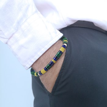 Bracelet Perles Heishi Lapis Malachite Jade Citron