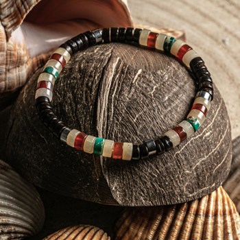 Bracelet Perles Heishi Jaspe Vert Impérial Agate Rouge Coconut Jaspe Jaune Clair