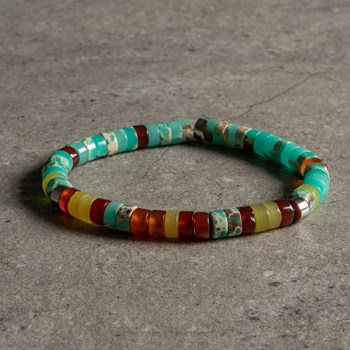Bracelet Perles Heishi Jaspe Citron Agate Rouge Jaspe Impérial Vert Clair