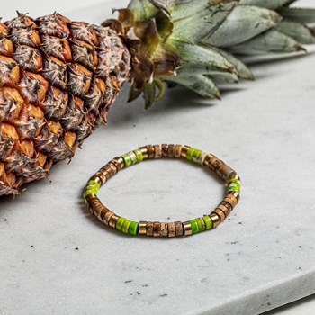 Bracelet Perles Heishi Jaspe Paysage Jaspe Vert Jaune