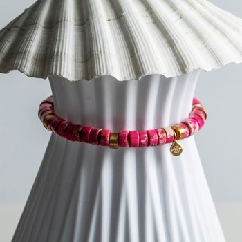 Bracelet Perles Heishi Jaspe Impérial Rose Rouge