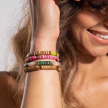 Bracelet Perles Heishi Turquoise Africaine Quartz Rose