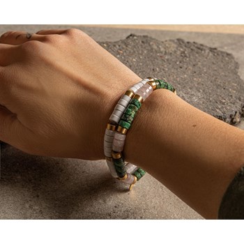 Bracelet Perles Heishi Turquoise Africaine Quartz Rose