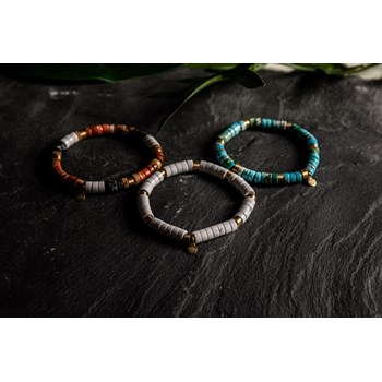 Bracelet Perles Heishi Turquoise Jaspe Vert Et Bleu