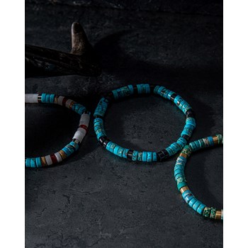 Bracelet Perles Heishi Turquoise Jaspe Vert Et Bleu