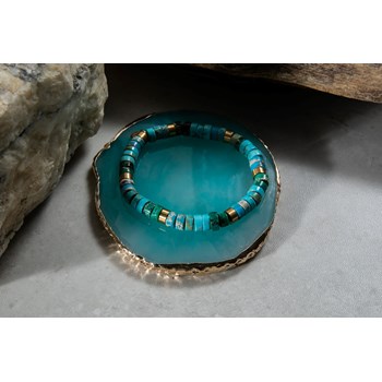 Bracelet Perles Heishi Turquoise Jaspe Vert Et Bleu
