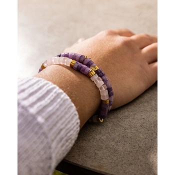 Bracelet Perles Heishi Pierre D'améthyste Quartz Rose