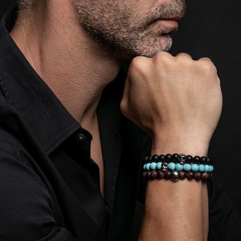 Bracelet Boules oeil De Tigre Bleu oeil De Faucon Pierres Naturelles Tête De Mort