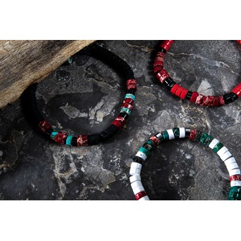 Bracelet Perles Heishi Jaspe Rouge Pierre De Lave Turquoise