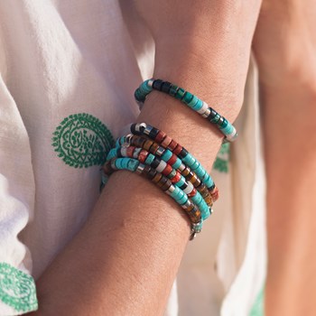 Bracelet Perles Heishi Pierres Naturelles oeil De Tigre Et Turquoise