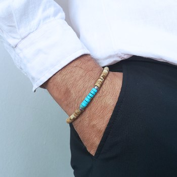Bracelet Perles Heishi Jaspe Et Turquoise