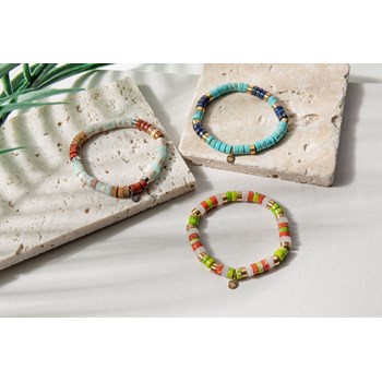Bracelet Perles Heishi Jaspe Bleu Turquoise