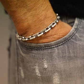 Bracelet Homme Argent Maille Facettée