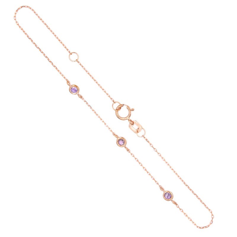 Bracelet Or Rose et Améthystes