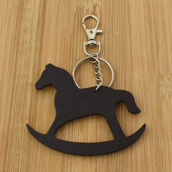 Black wooden rocking horse bag jewel key ring
