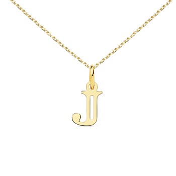 Necklace - Pendant Letter 'J' 750/1000 Gold - Gold Chain