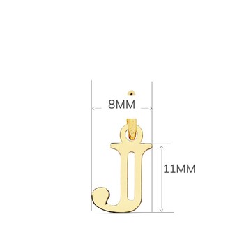 Necklace - Pendant Letter 'J' 750/1000 Gold - Gold Chain