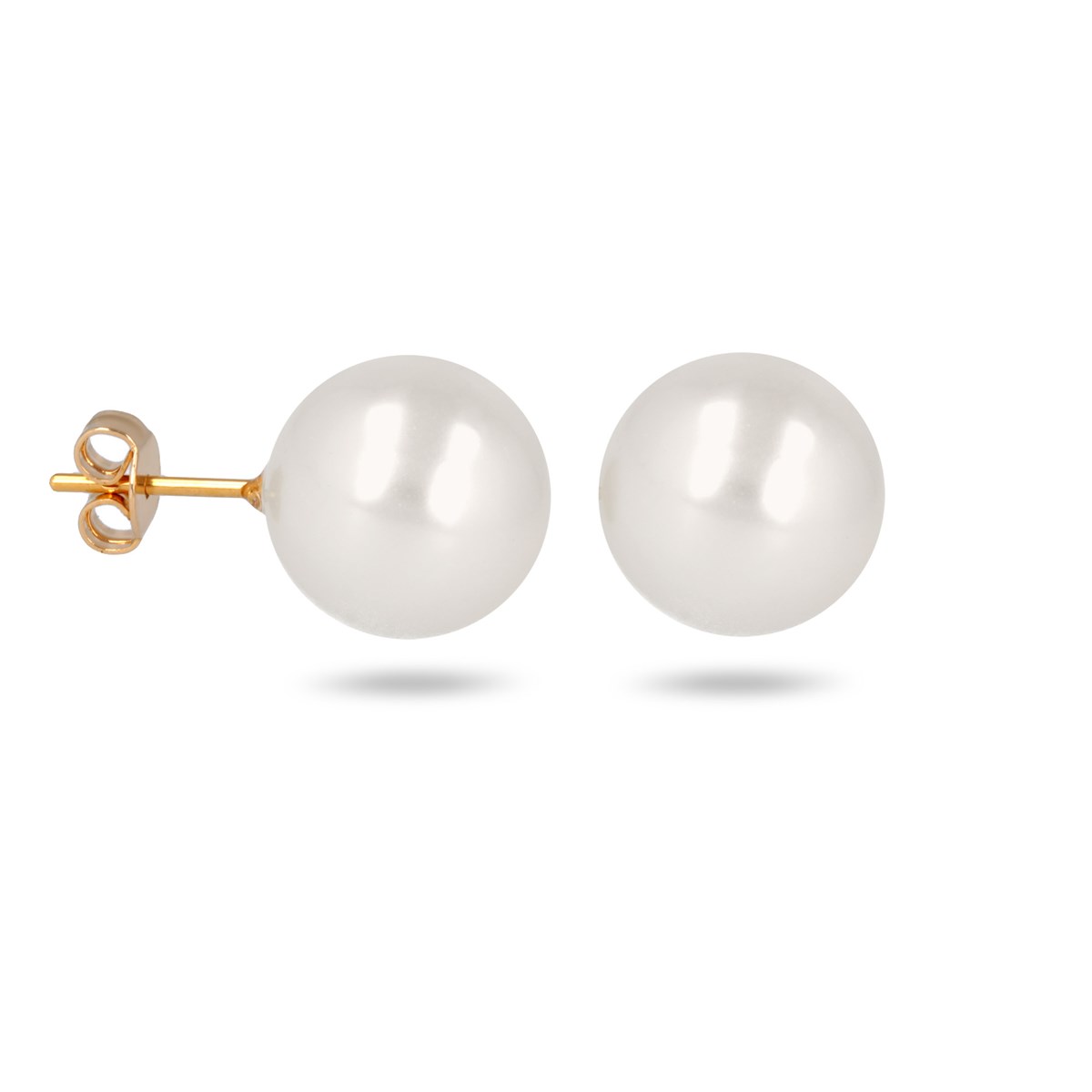 Boucles d'oreille plaqué or avec perle d'imitation de Majorque blanche 5MM