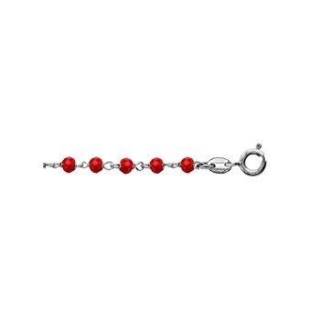 Bracelet Argent - Boules facettes rouges