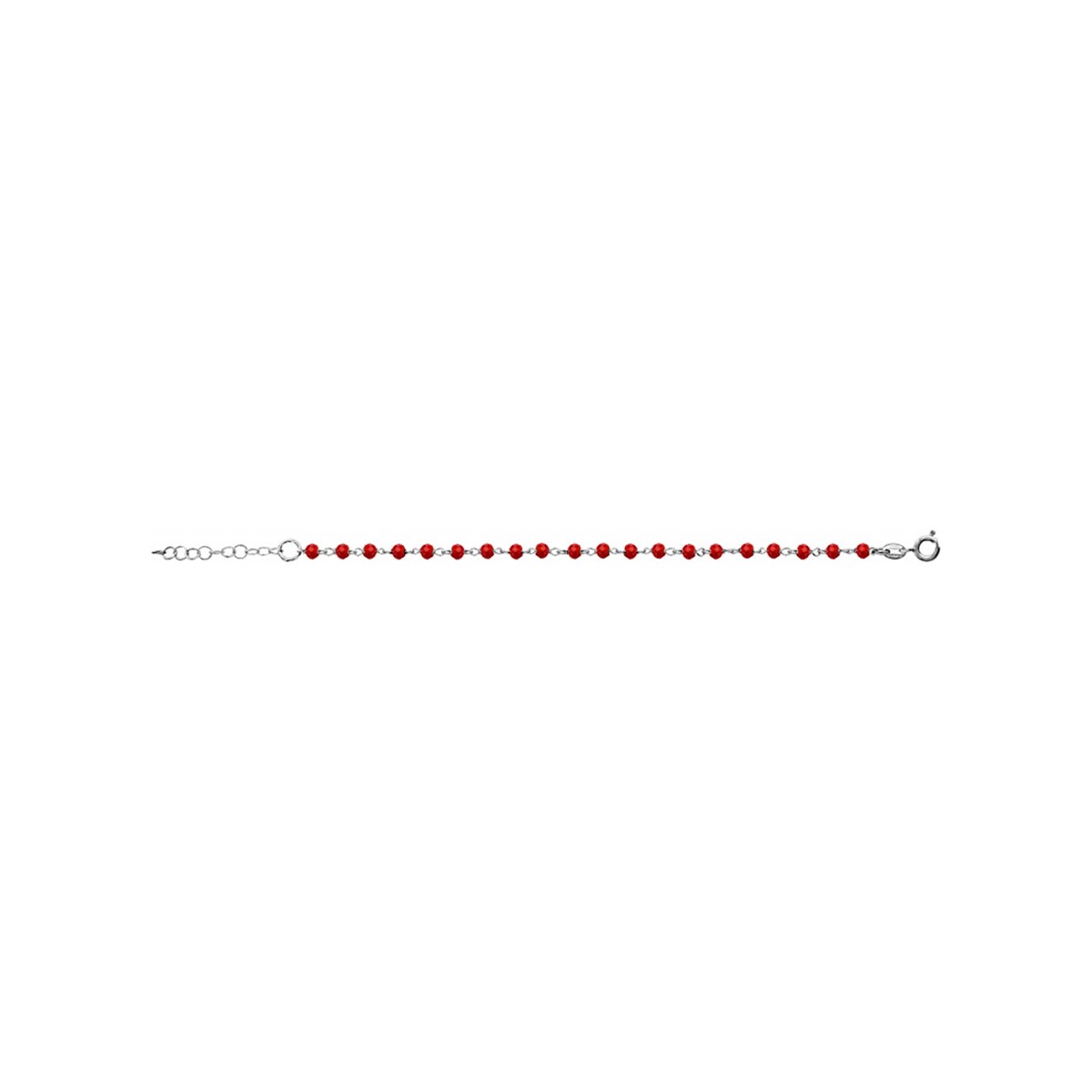 Bracelet Argent - Boules facettes rouges - vue 2