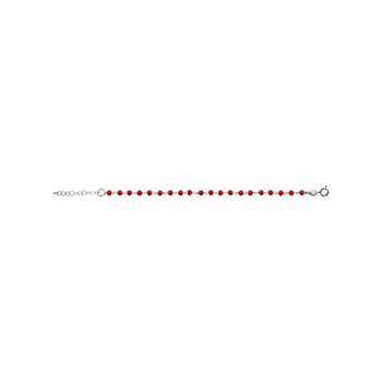 Bracelet Argent - Boules facettes rouges