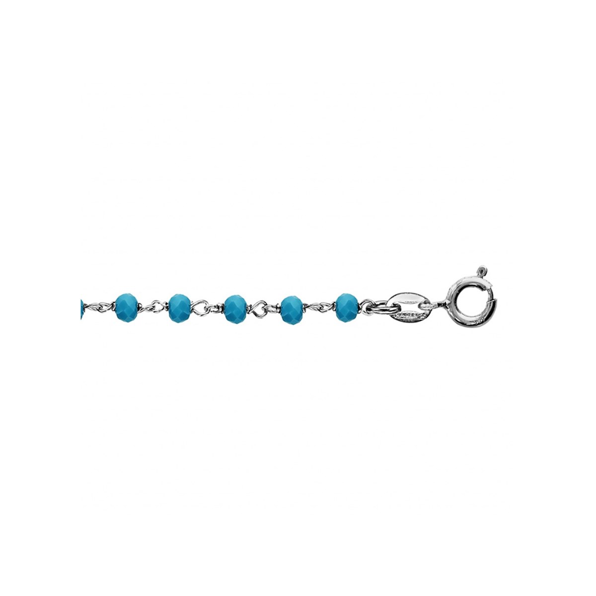 Bracelet Argent - Boules facettes turquoises