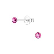 Boucles d'oreilles cristal rose 3mm en argent 925