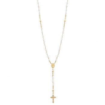 White rosary balls - Gold