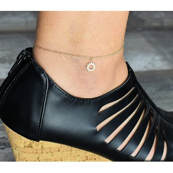 Gold-plated 750 3 microns openwork sunburst anklet chain