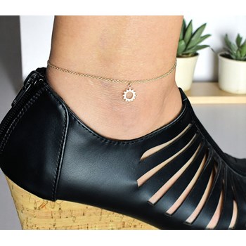 Gold-plated 750 3 microns openwork sunburst anklet chain