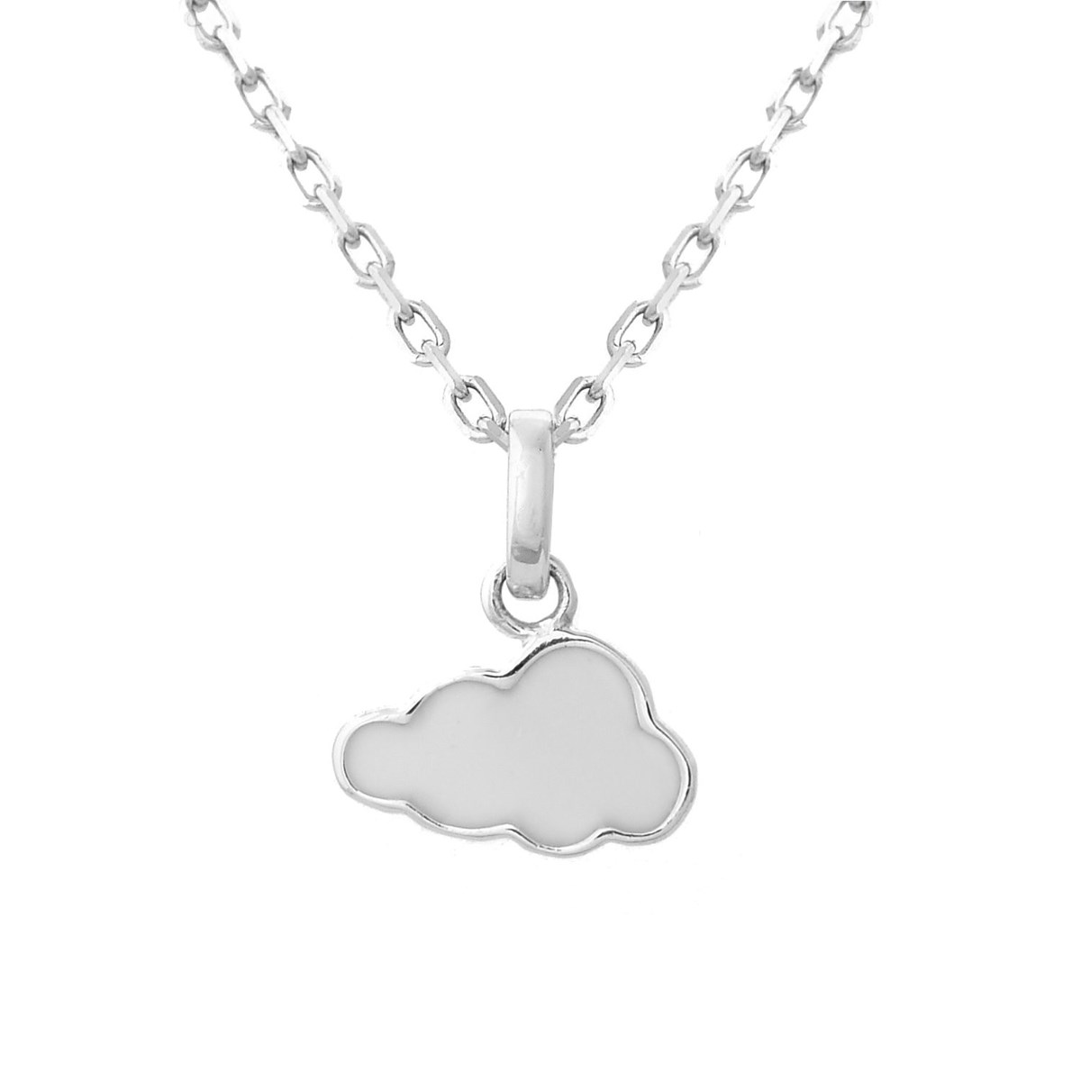 Collier petit nuage en émail Argent 925 Rhodié