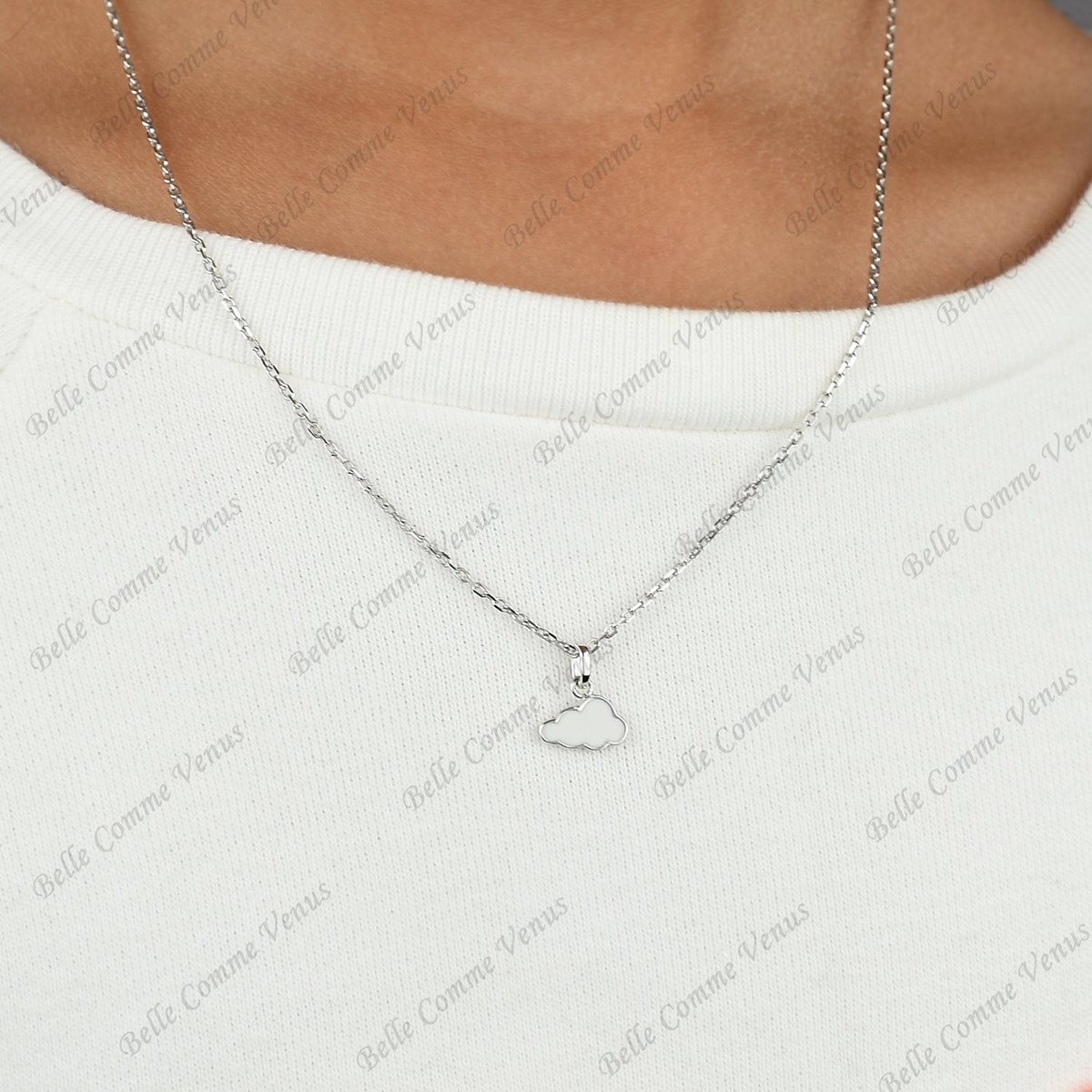 Collier petit nuage en émail Argent 925 Rhodié - vue 2