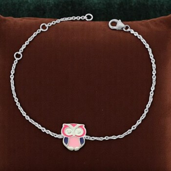 Bracelet hibou émail coloré Argent 925 Rhodié