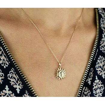 Necklace sun and moon united Gold plated 750 3 microns