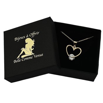 Solitaire heart necklace zirconium oxide GOLD plated 750 3 microns