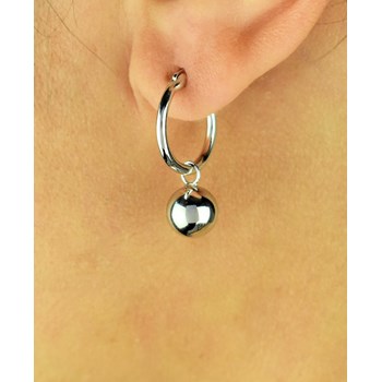 Boucles d'oreilles Mini Créoles boule pendante Argent 925 Rhodié