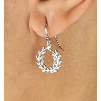 Boucles d'oreilles couronne de feuilles de laurier Argent 925 Rhodié