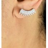 Boucles d'oreilles grimpantes contour de lobe couronne de plumes d'oxydes de zirconium Argent 925 Rhodié - vue V2