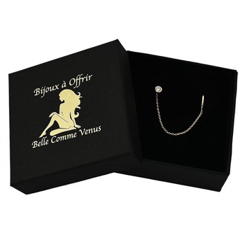 Clip d'oreille earcuff avec chaînette pendante oxyde de zirconium Plaqué OR 750 3 microns