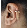 Clip d'oreille earcuff avec chaînettes pendantes Plaqué OR 750 3 microns - vue V3