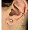 Clip d'oreille earcuff avec chaînette pendante oxyde de zirconium Argent 925 Rhodié - vue V2