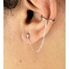 Clip d'oreille earcuff avec chaînette pendante oxyde de zirconium Argent 925 Rhodié - vue V3