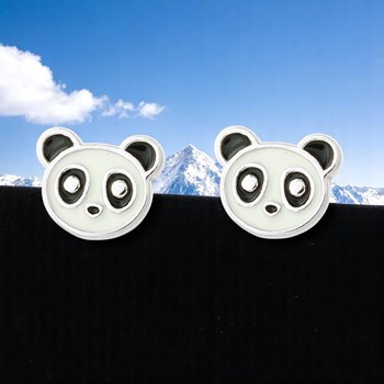 Boucles d'oreilles panda émail coloré Argent 925 Rhodié