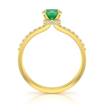 Bague ADEN Or 585 Jaune Emeraude et diamants 2.4grs