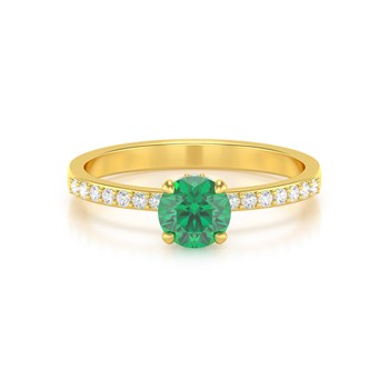 Bague ADEN Or 585 Jaune Emeraude et diamants 2.4grs