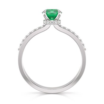 Bague ADEN Or 585 Blanc Emeraude et diamants 2.4grs