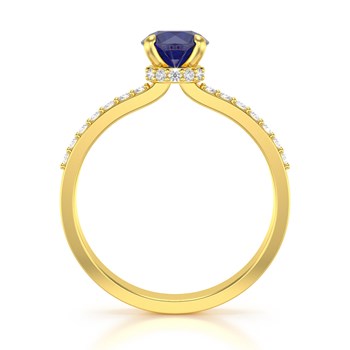 Bague ADEN Or 585 Jaune Saphir et diamants 2.4grs