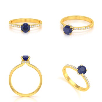 Bague ADEN Or 585 Jaune Saphir et diamants 2.4grs