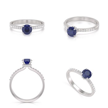 Bague ADEN Or 585 Blanc Saphir et diamants 2.4grs