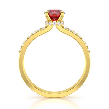 Bague ADEN Or 585 Jaune Rubis et diamants 2.4grs